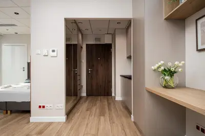 Łóżko lub łóżka w pokoju w obiekcie Kasprzaka 29 Wola Tower Free Garage By Perfect Apart