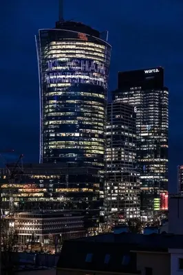 Widok na miasto Warszawa z tego apartamentu