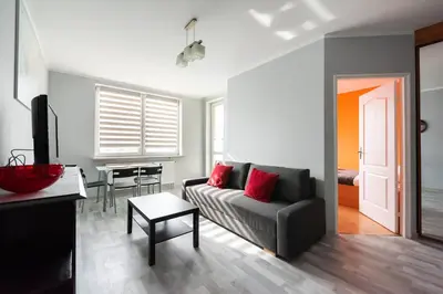 Telewizja i/lub zestaw kina domowego w obiekcie Praga-Południe Divine Apartment by BookingHost
