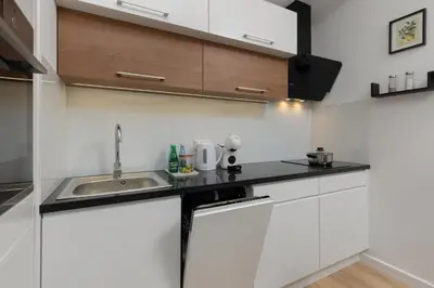 Kuchnia lub aneks kuchenny w obiekcie Oś Królewska - Comfortable Apartment in Wilanów