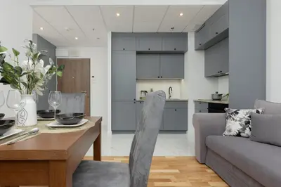 Kuchnia lub aneks kuchenny w obiekcie Exceptional Business Apartments by Noclegi Renters
