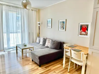 Część wypoczynkowa w obiekcie Różana Apartment with Parking