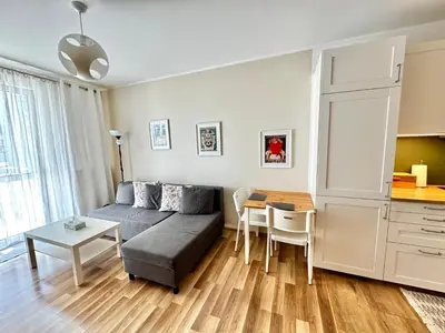 Część wypoczynkowa w obiekcie Różana Apartment with Parking