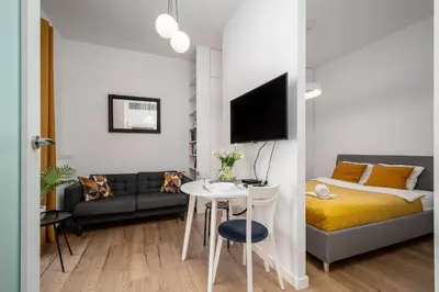 Telewizja i/lub zestaw kina domowego w obiekcie Kasprzaka 29 Bliska Wola Tower By Perfect Apart