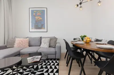Część wypoczynkowa w obiekcie City Panorama Spacious Apartment by Renters Prestige