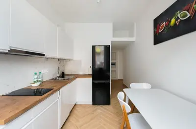 Kuchnia lub aneks kuchenny w obiekcie Marszałkowska White & Black Apartment by BookingHost