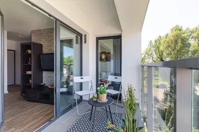 Balkon lub taras w obiekcie SuperApart Budowlana 5 - Nowoczesny Apartament
